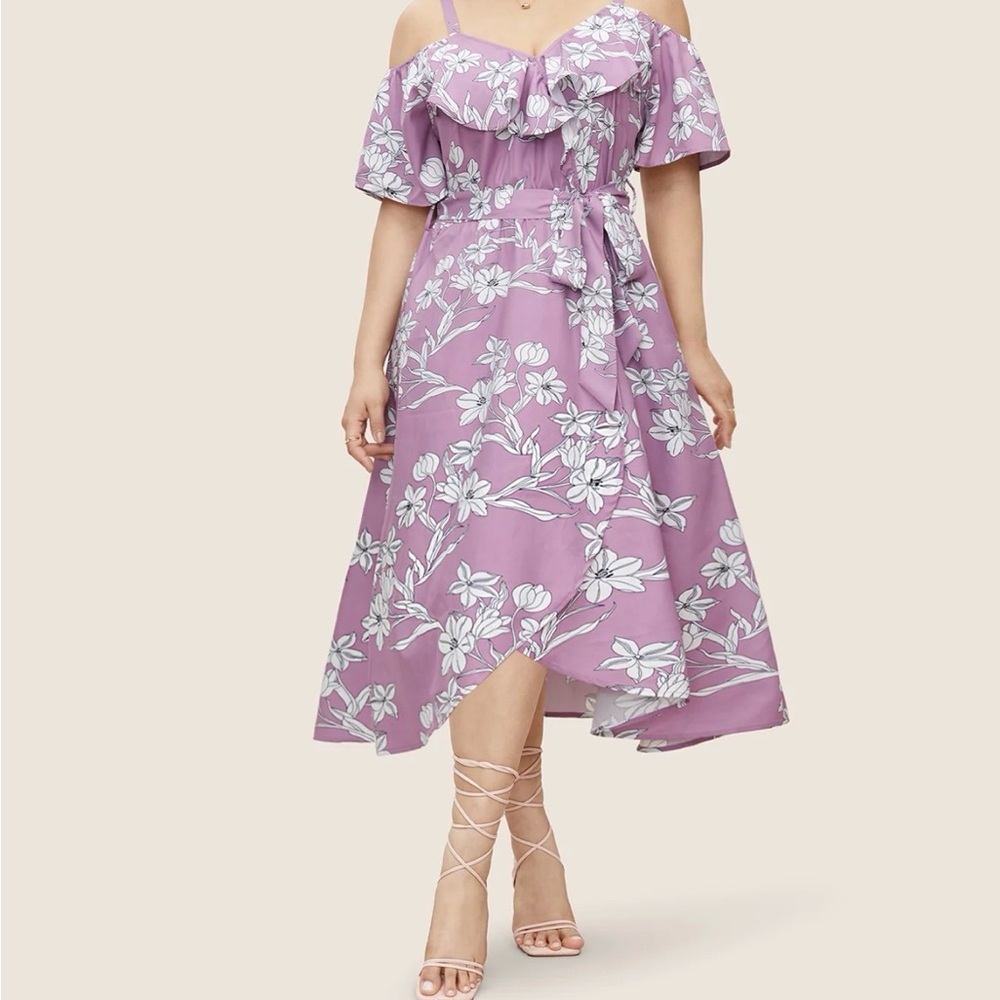 BloomChic Lavender Floral High Low Dress